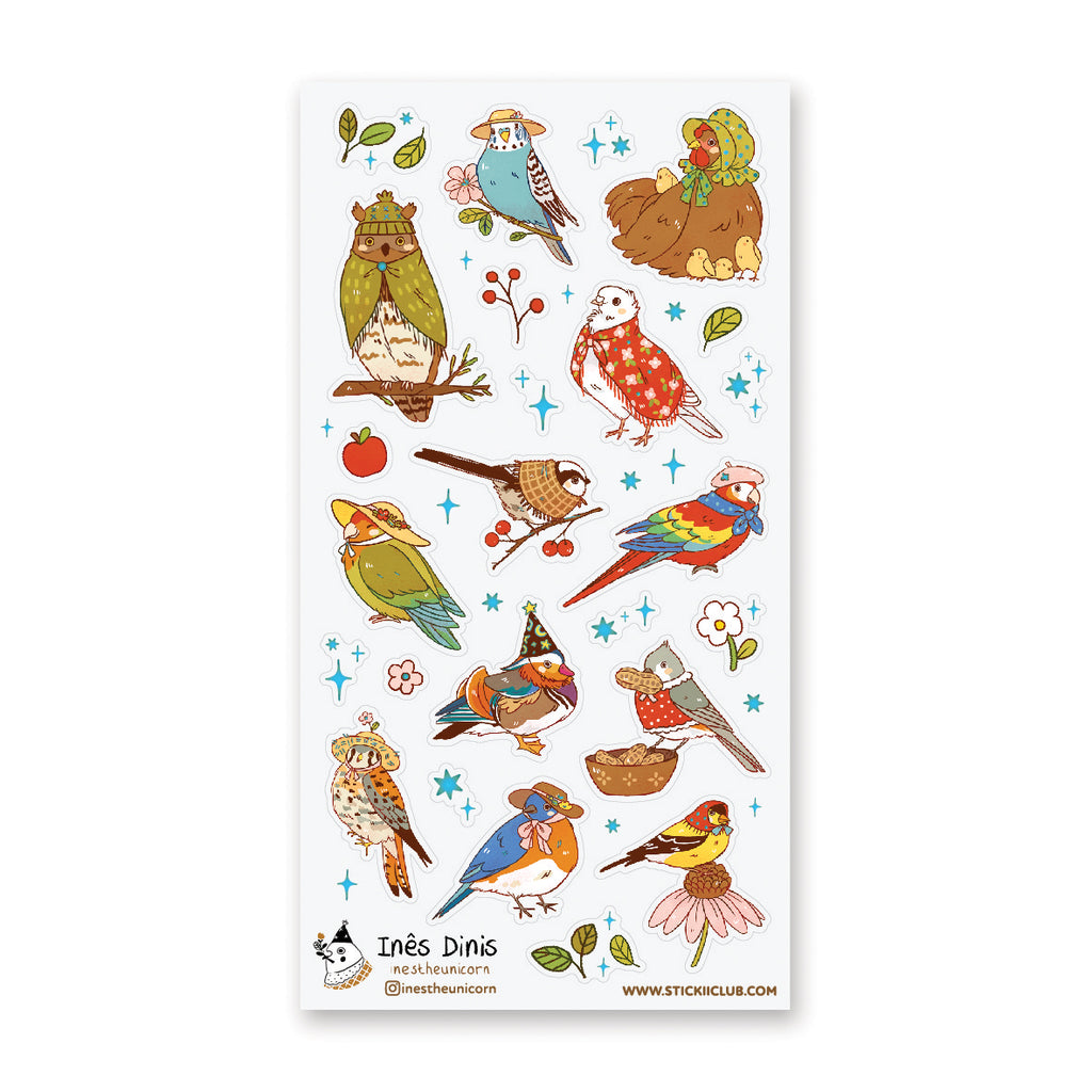 Bird sticker sheet - great stickers from various birds