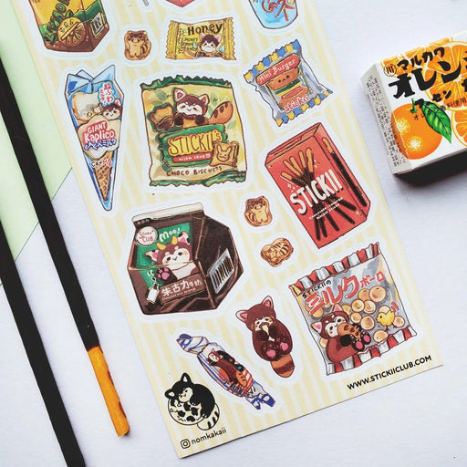food sushi japanese snacks asian boba drinks dumplings sticker sheet stamp notepad