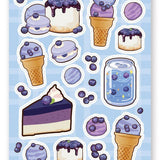 blueberry flavor cake ice cream sticker sheet