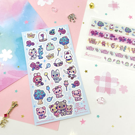 animal fairy tale story roses frog bunny sticker washi strips