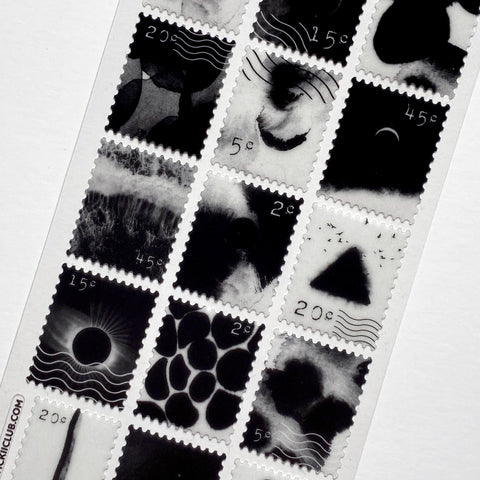 black white stamp sticker sheet