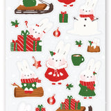 christmas bunny sleigh gifts presents yule sticker sheet