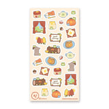frog morning pancakes toast low window leaves forest autumn fall pumpkin sticker sheet